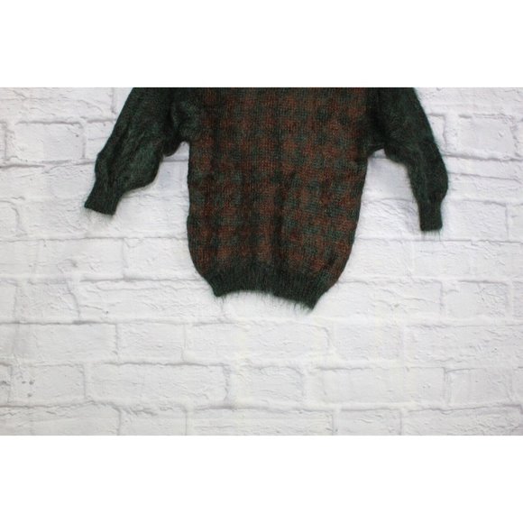 Vintage Mac Clyde Green Houndstooth Mohair Wool Sweater Size S - Picture 3 of 8